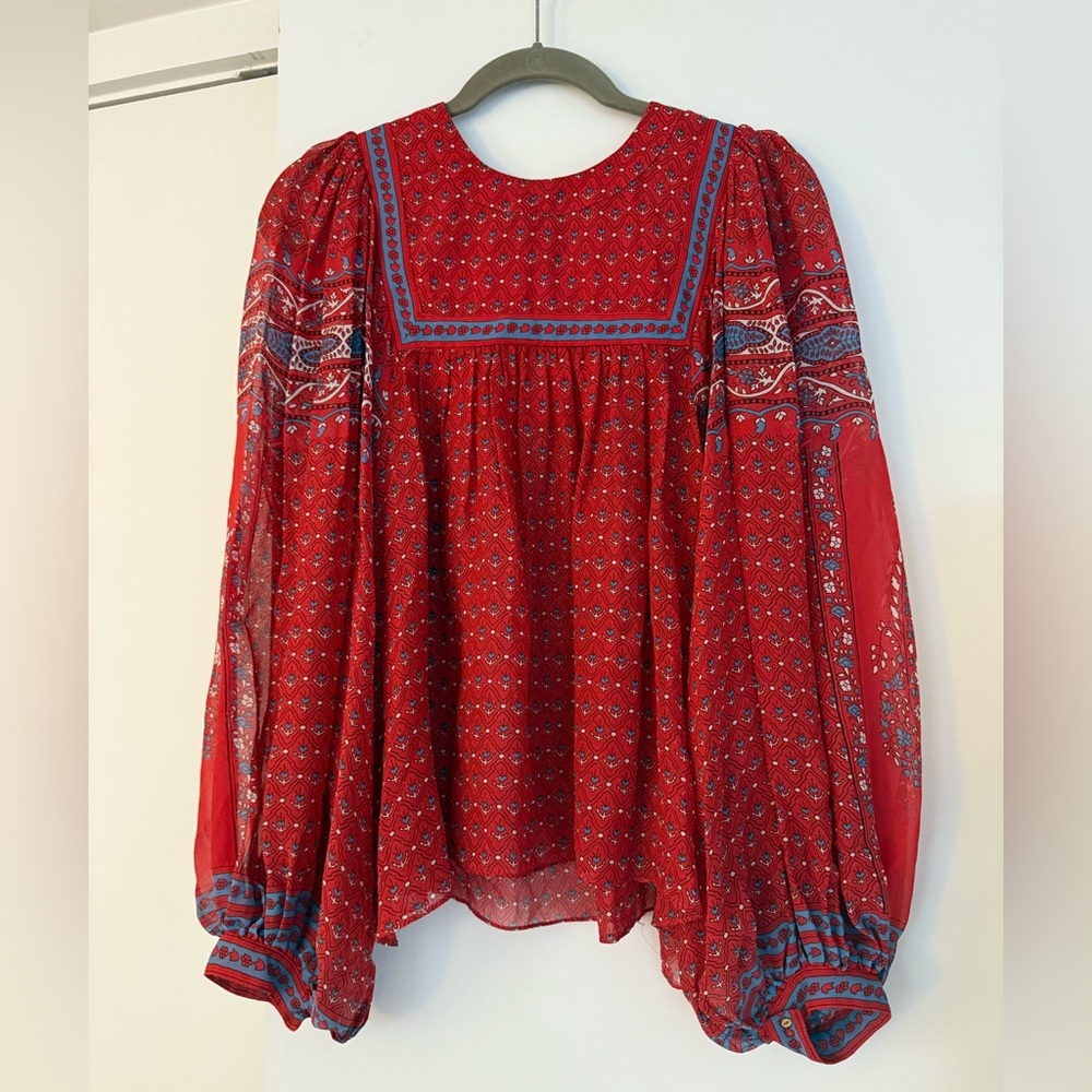 Ulla Johnson Minou Red Blouse
